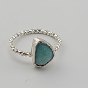 AMAZONITE RING HANDMADE IN STERLING SILVER METAL SIZE 7.5